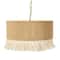 Hello Honey® 16" Brown Coastal Pendant Lamp with Natural Paper Rope Shade, Fringe Detail and Iron Base